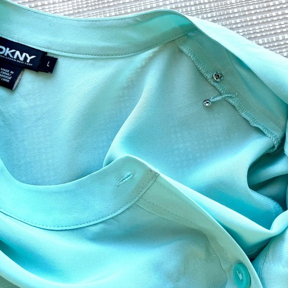 Vintage y2k DKNY Silk Slip Dress Wrap Dress Twist Tie Front With Shirt Dress - Picture 15 of 16